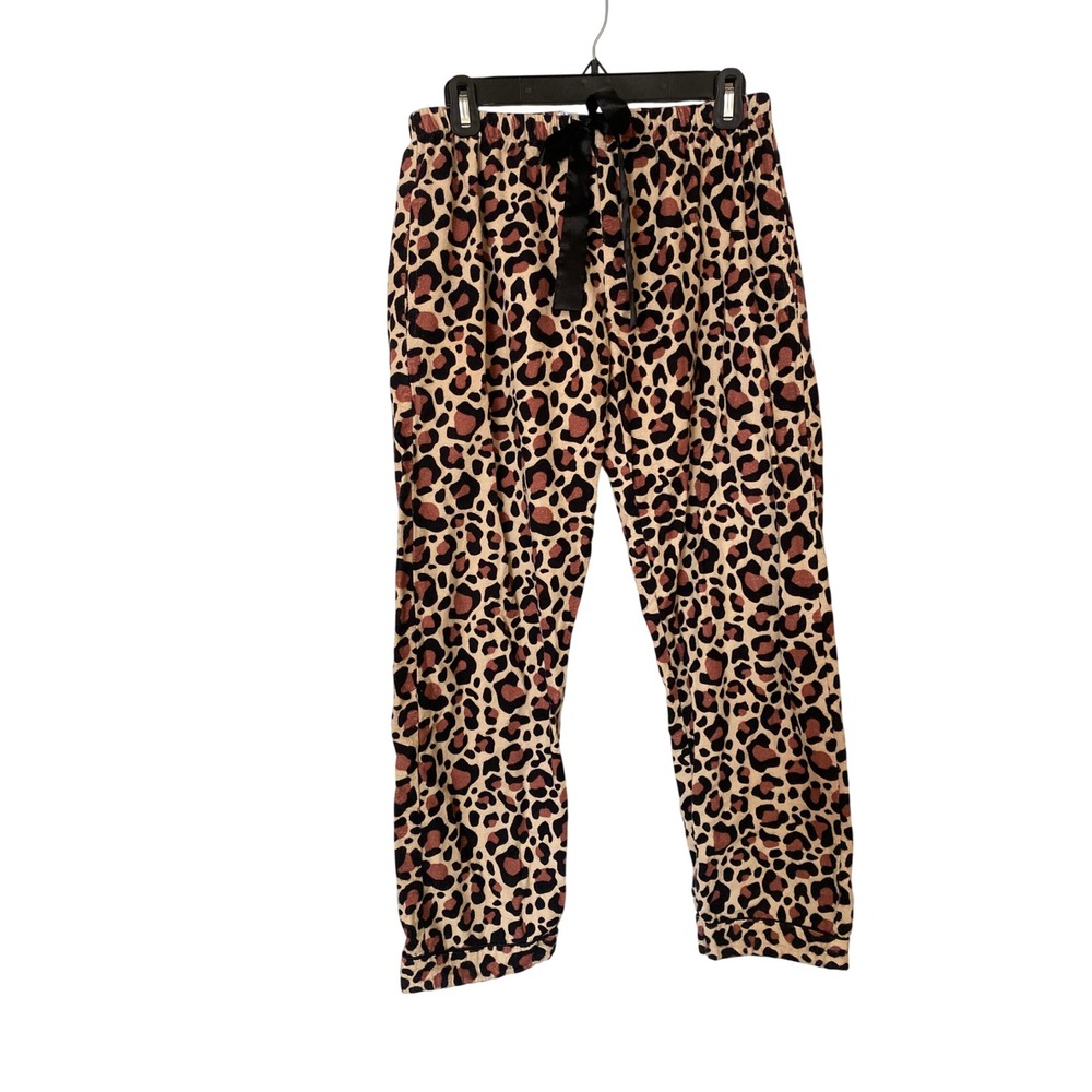 PajamaMania Women Leopard Print Pajama Pants 100% Cotton M Animal Print Lounge - Picture 2 of 7
